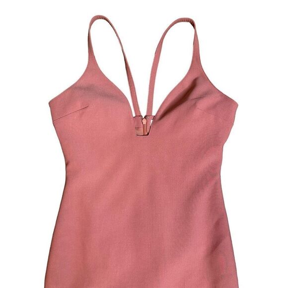 Cinq a Sept Ara Bodycon Dress Rose Mauve Midi Size 6 - Picture 3 of 10